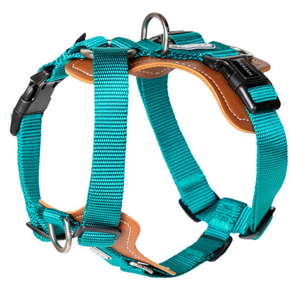 BOBO Series Leather I-shape Dog Harness [Aden Green]