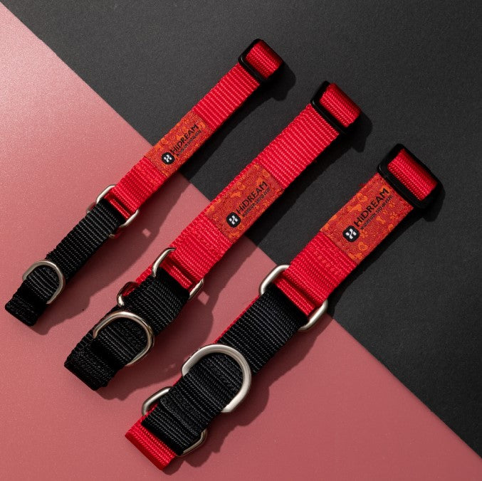 Rainbow Series Color-Blocking Cushioned Collar [Red & Black]