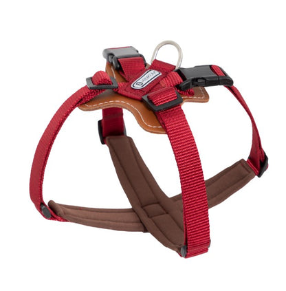 BOBO Series Leather X-shape Dog Harness [Cardamom Red]