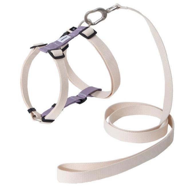 Valley Series Dog H-shaped Harness & Leash Set [Milk Brown with Purple]