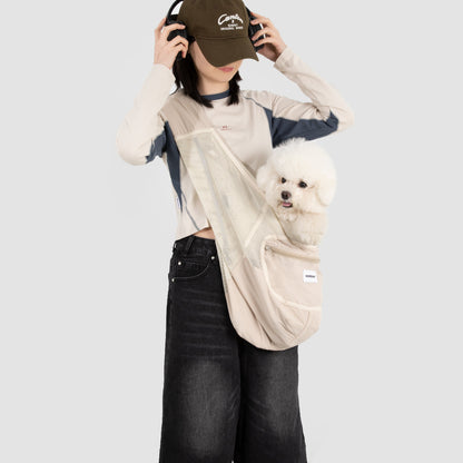 Fully Breathable Mesh Pet Crossbody Bag [Milk Brown - Pre-Order]