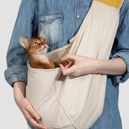Pet Travel Portable Crossbody Bag [Elegant Pear Yellow All-Season Version]
