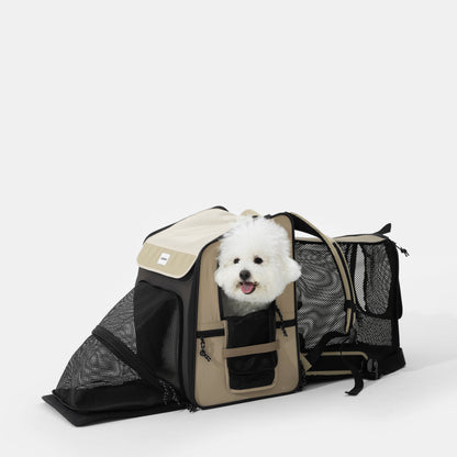 Expandable Pet Carrier Travel Backpack & Pet Tent 2-in-One [Chestnut Brown - Pre-Order]