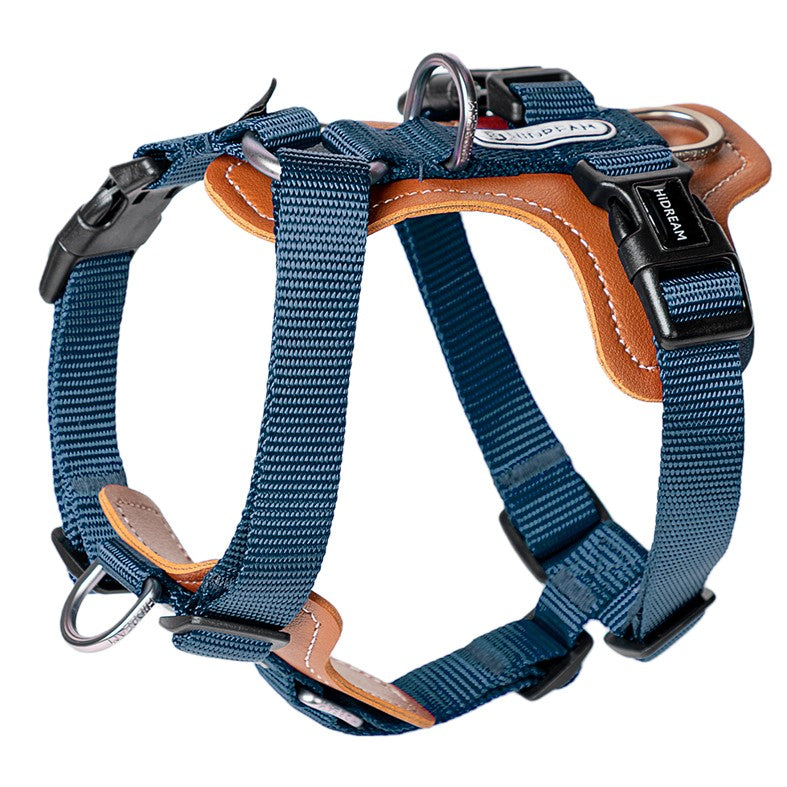 BOBO Series Leather I-shape Dog Harness [Cloud Mountain Blue]