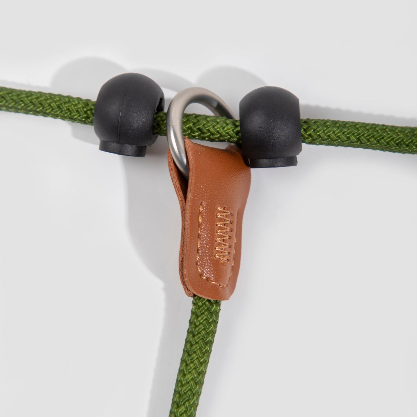 BOBO Series Leather Handle Integrated One Piece Dog Training P Rope [Moss Green]