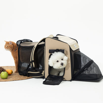Expandable Pet Carrier Travel Backpack & Pet Tent 2-in-One [Chestnut Brown - Pre-Order]