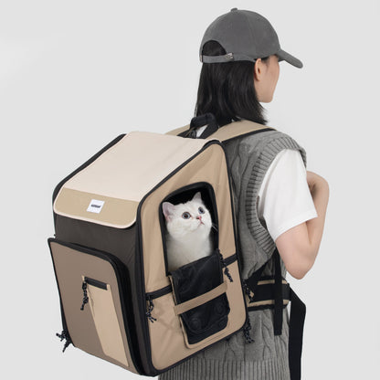 Expandable Pet Carrier Travel Backpack & Pet Tent 2-in-One [Chestnut Brown - Pre-Order]