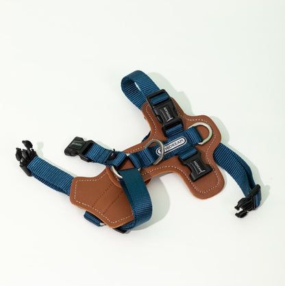 BOBO Series Leather I-shape Dog Harness [Cloud Mountain Blue]