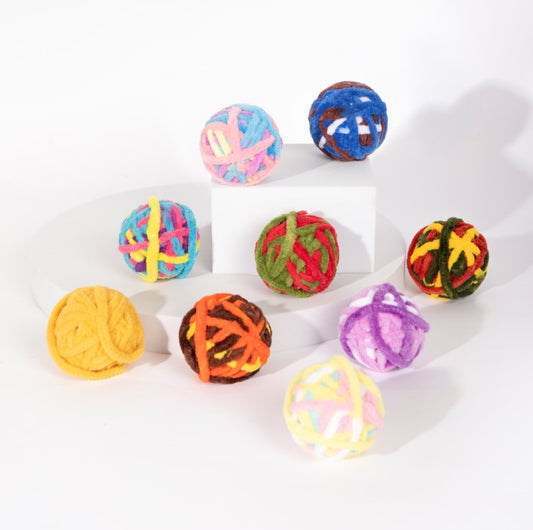 Fluffy Yarn Ball Cat Toys Pack [9 colors per pack]