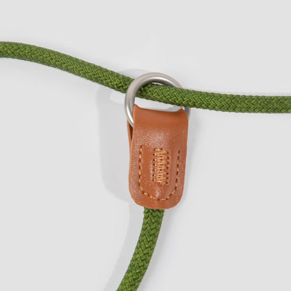 BOBO Series Leather Handle Integrated One Piece Dog Training P Rope [Moss Green]
