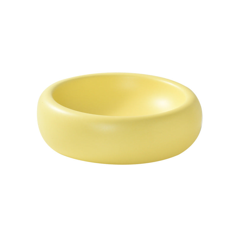 Donut Ceramic Single Layer Pet Bowl [Puff Yellow]