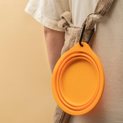 Collapsible Dog & Cat Travel Bowl with Carabiner [Honey Orange]