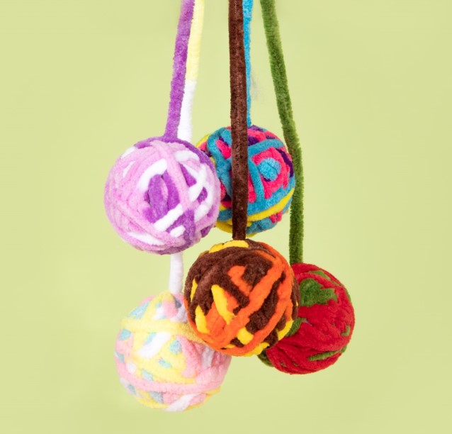 Fluffy Yarn Ball Cat Toys Pack [9 colors per pack]