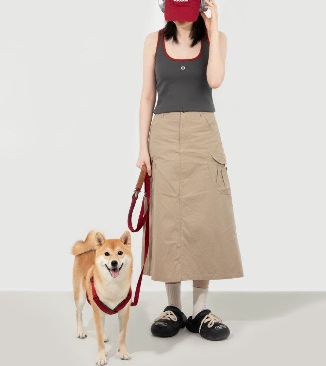 BOBO Series Leather X-shape Dog Harness [Cardamom Red]