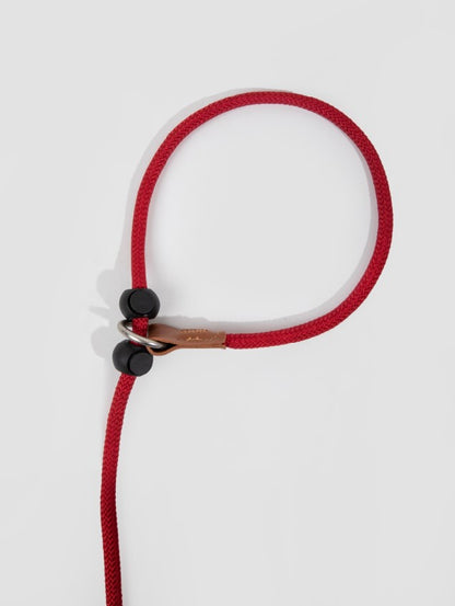 BOBO Series Leather Handle Integrated One Piece Dog Training P Rope [Berry Red]