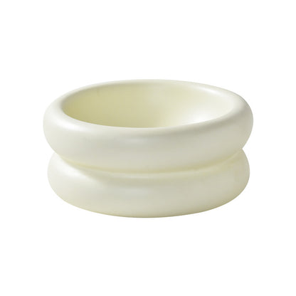 Donut Ceramic Double Layer Pet Bowl [Creamy Rice]
