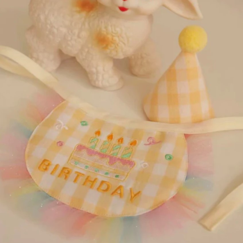 💛Happy Birthday Bib & Hat Set [Yellow]