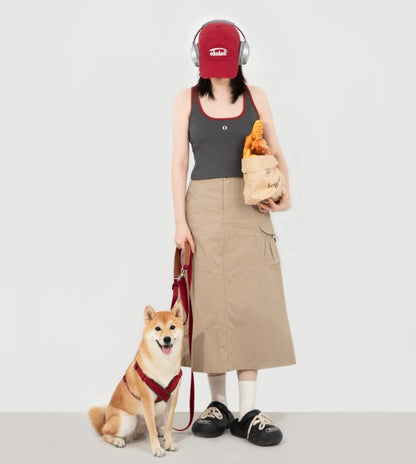 BOBO Series Leather X-shape Dog Harness [Cardamom Red]