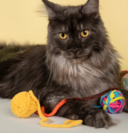 Fluffy Yarn Ball Cat Toys Pack [9 colors per pack]
