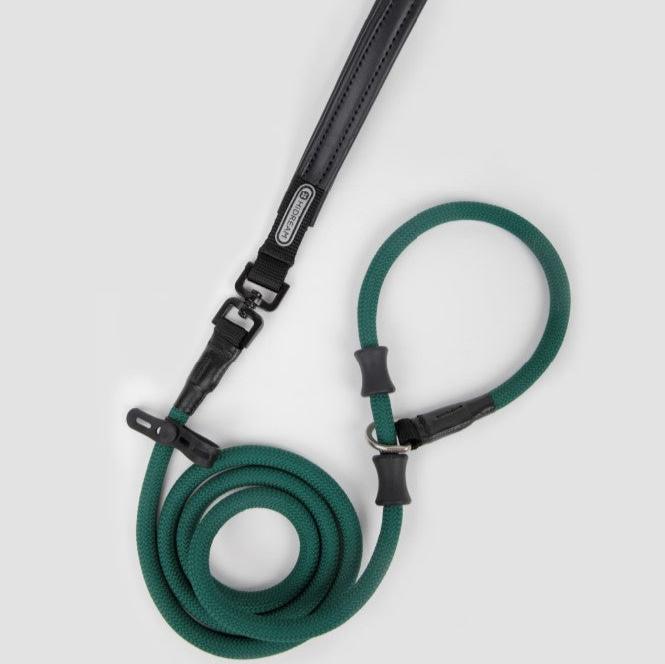 BOBO Series Leather Handle Integrated One Piece Dog Training P Rope [Turquoise Green]