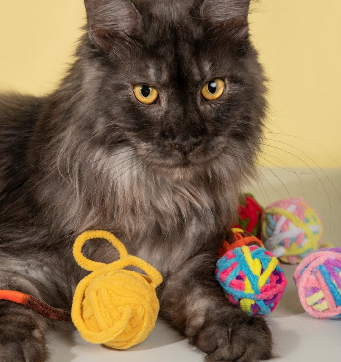 Fluffy Yarn Ball Cat Toys Pack [9 colors per pack]