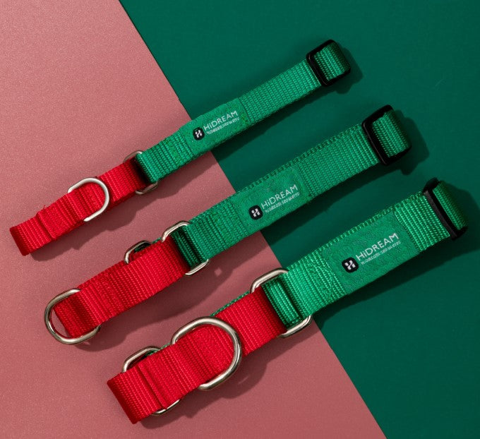 Rainbow Series Color-Blocking Cushioned Collar [Green & Red]