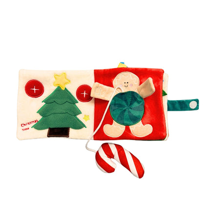 Playbook Nosework Dog Toy with Christmas-themed pages featuring a gingerbread man, candy cane, and tree on a white background.