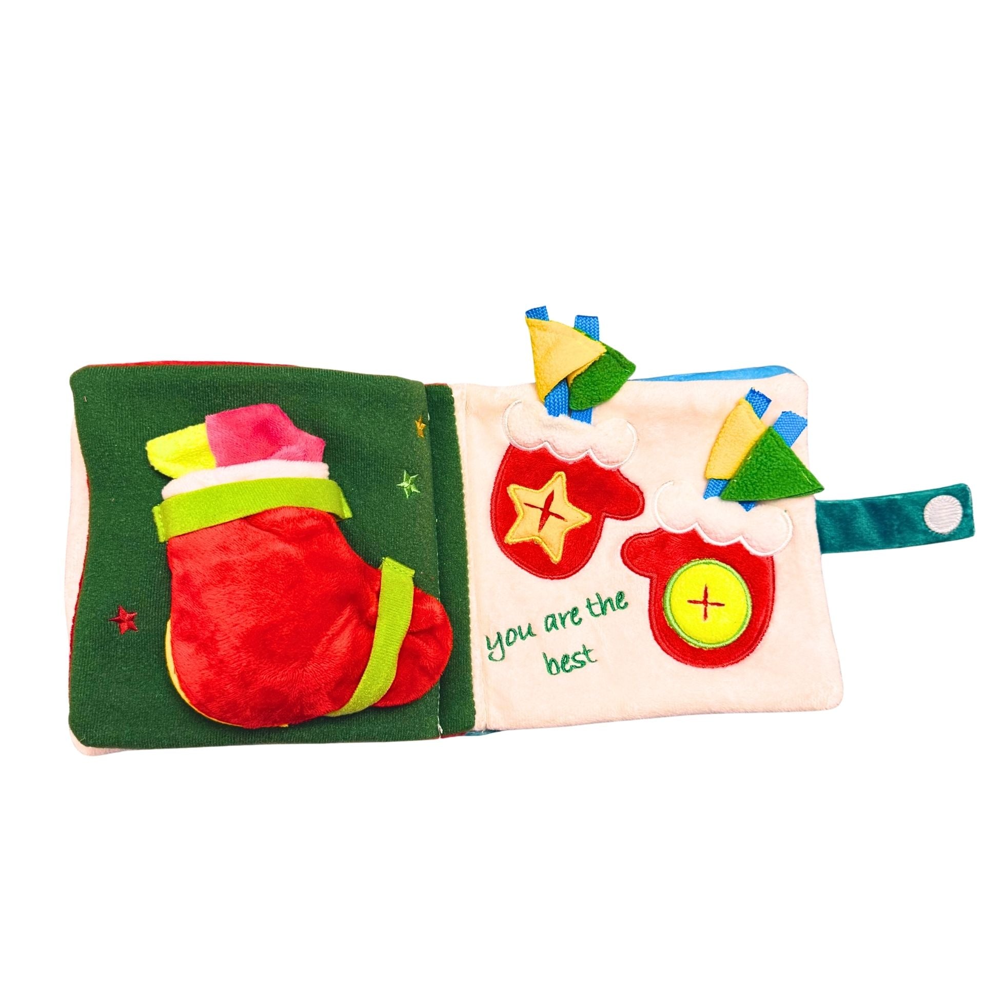 Christmas Playbook Nosework Dog Toy with colorful pages and text on a white background