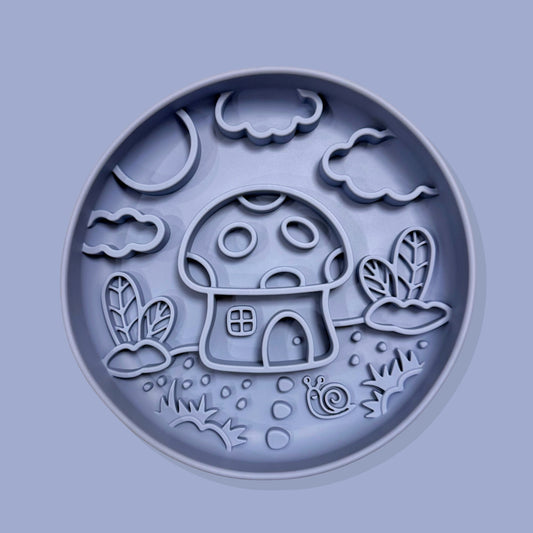 Mushroom Cottage Slow Feeder Bowl [Dusty Blue]