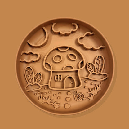 Mushroom Cottage Slow Feeder Bowl [Mocha Brown]