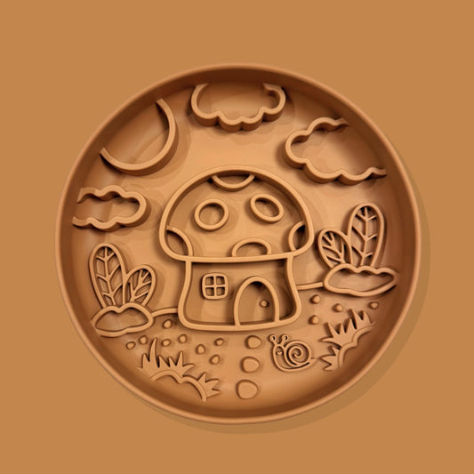 Mushroom Cottage Slow Feeder Bowl [Mocha Brown]