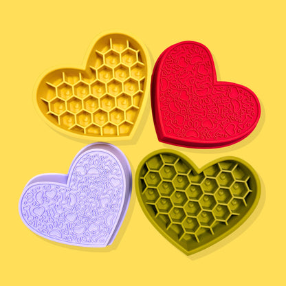 2-in-1 Heart Slow Feeder & Lick Mat [Yellow]