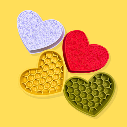 2-in-1 Heart Slow Feeder & Lick Mat [Yellow]