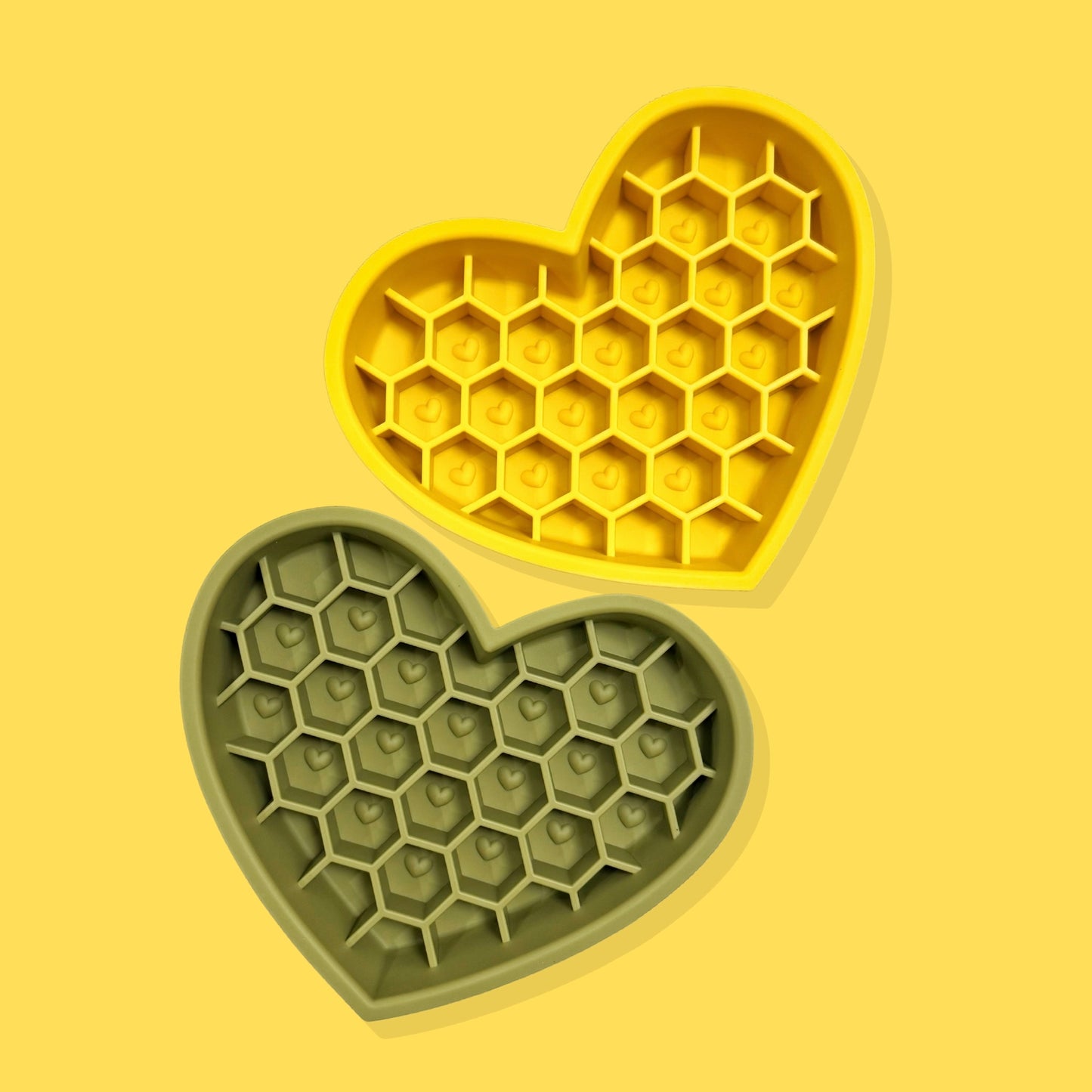 2-in-1 Heart Slow Feeder & Lick Mat [Yellow]