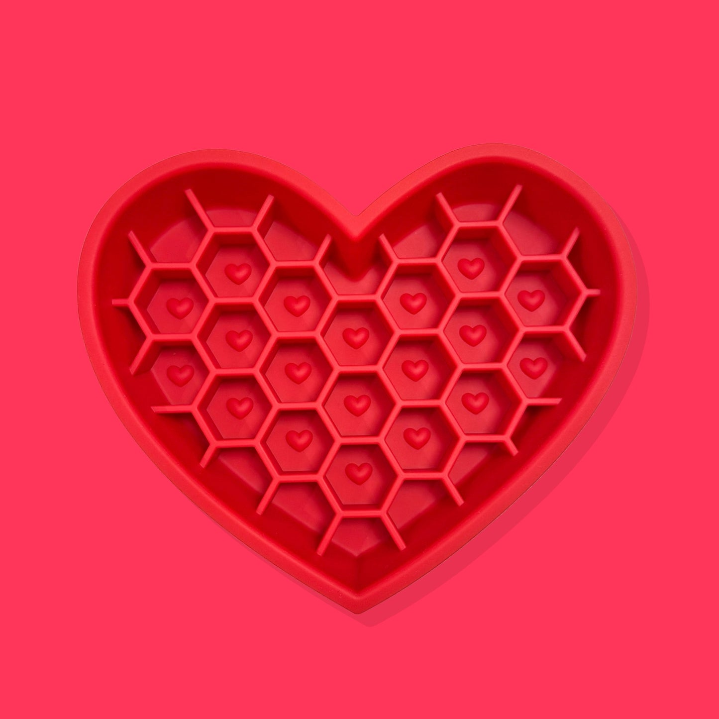 2-in-1 Heart Slow Feeder & Lick Mat [Red]