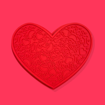 2-in-1 Heart Slow Feeder & Lick Mat [Red]