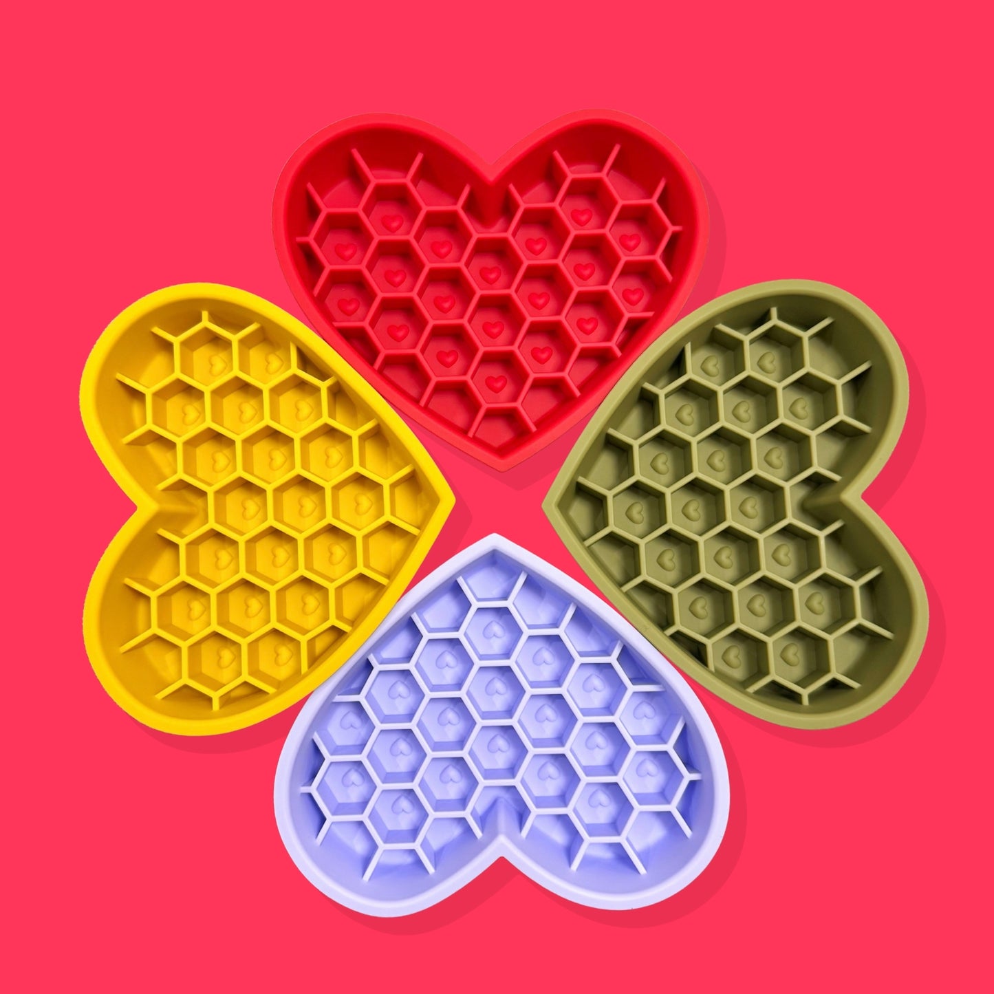 2-in-1 Heart Slow Feeder & Lick Mat [Red]
