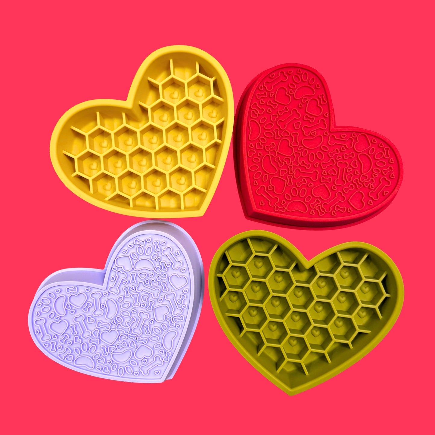 2-in-1 Heart Slow Feeder & Lick Mat [Red]