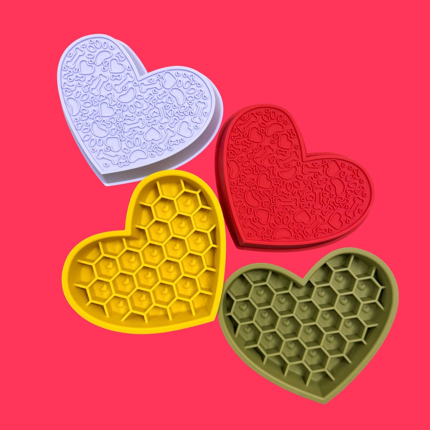2-in-1 Heart Slow Feeder & Lick Mat [Red]