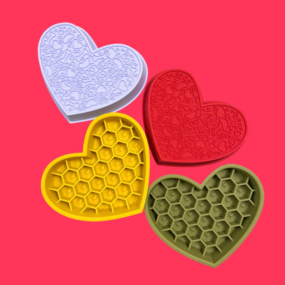 2-in-1 Heart Slow Feeder & Lick Mat [Red]