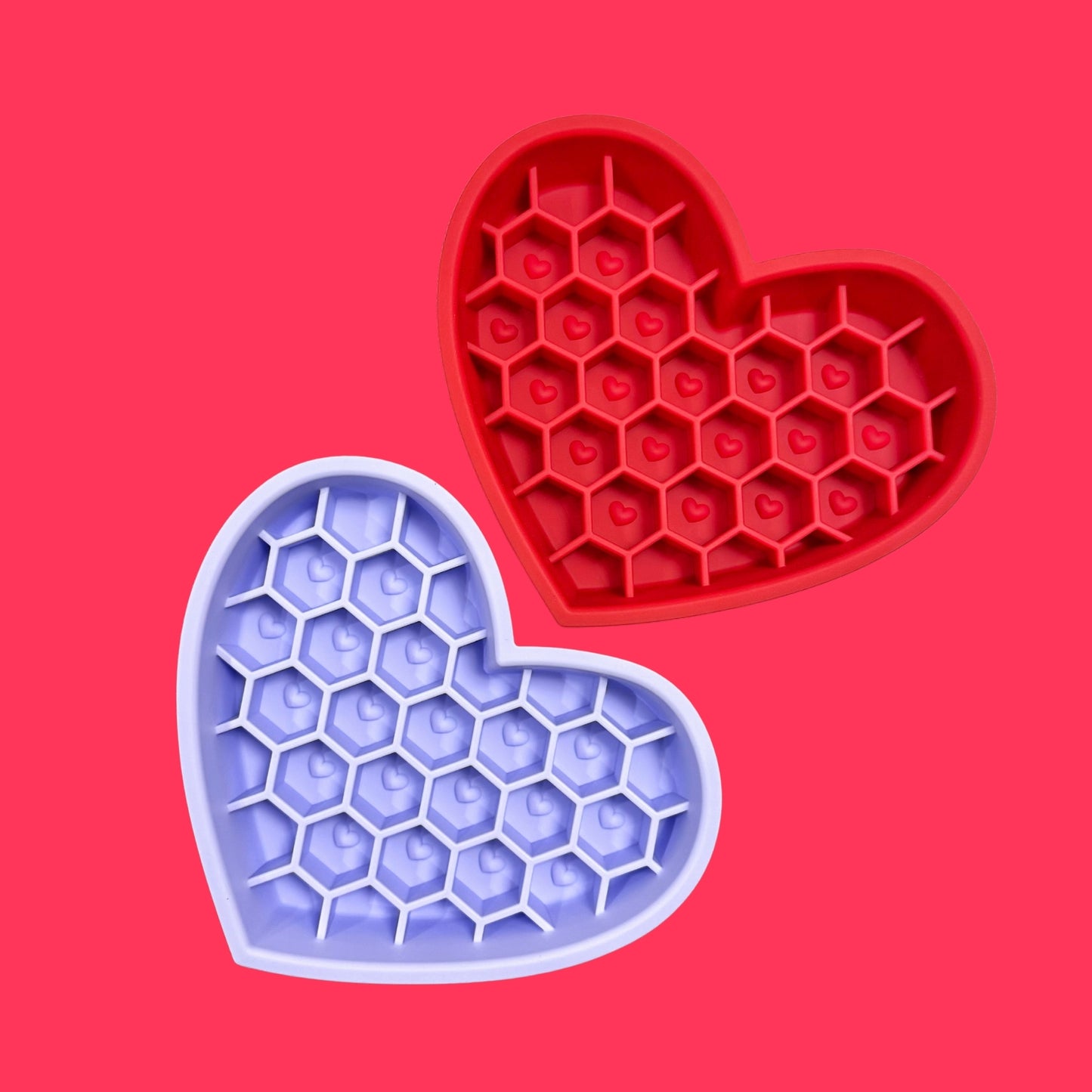 2-in-1 Heart Slow Feeder & Lick Mat [Red]