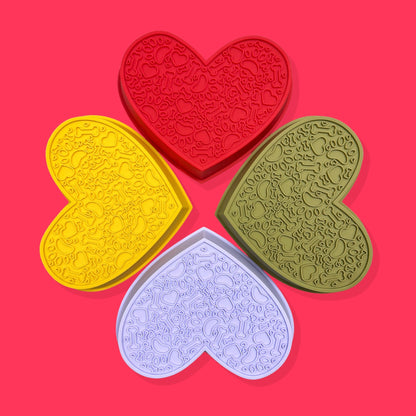 2-in-1 Heart Slow Feeder & Lick Mat [Red]