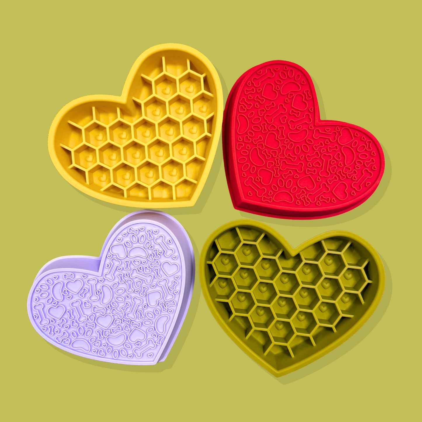 2-in-1 Heart Slow Feeder & Lick Mat [Green]