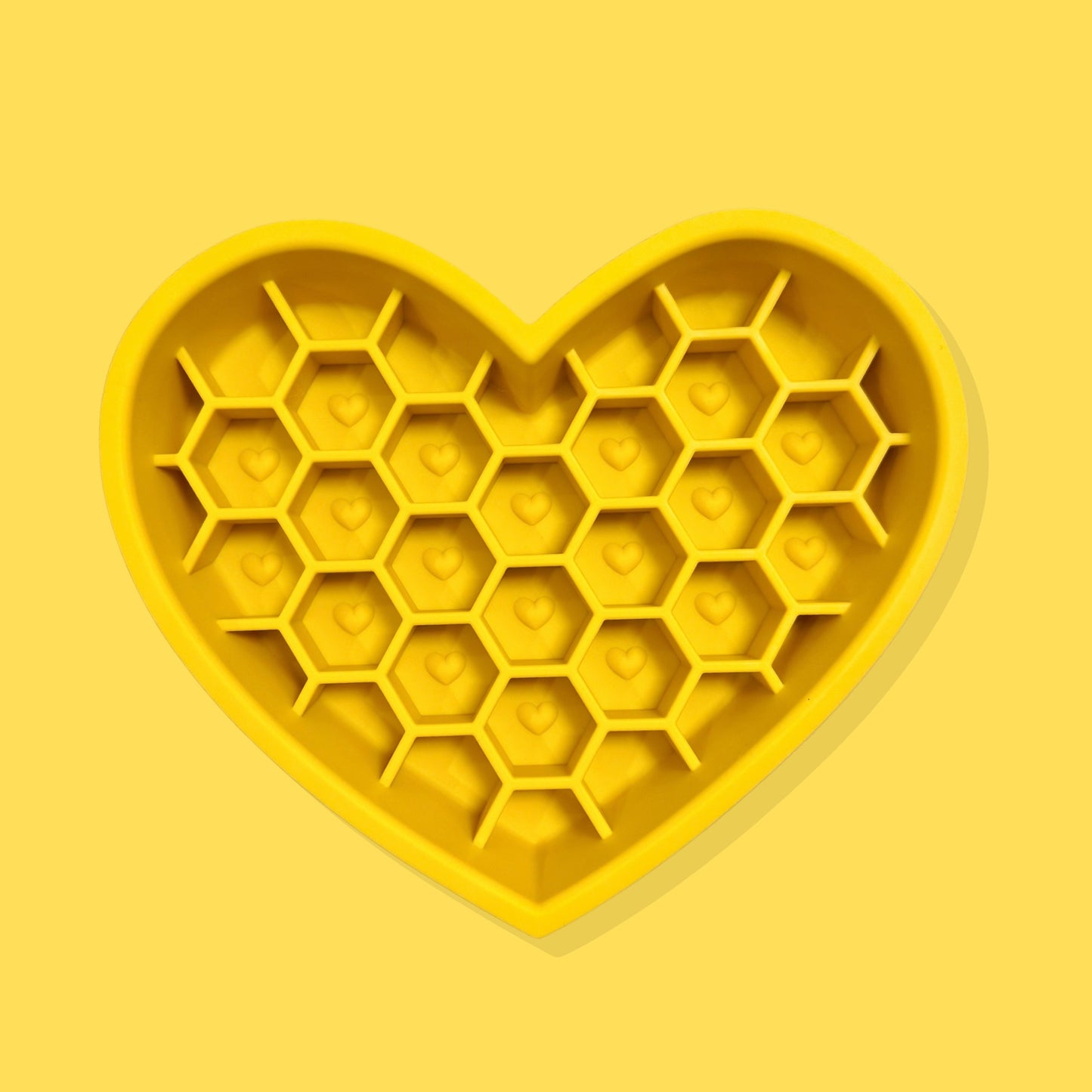 2-in-1 Heart Slow Feeder & Lick Mat [Yellow]