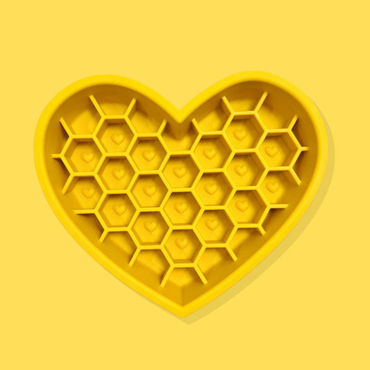 2-in-1 Heart Slow Feeder & Lick Mat [Yellow]