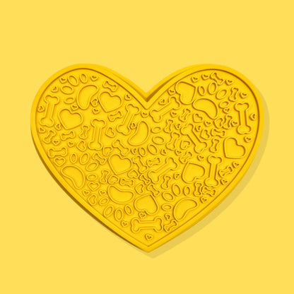 2-in-1 Heart Slow Feeder & Lick Mat [Yellow]