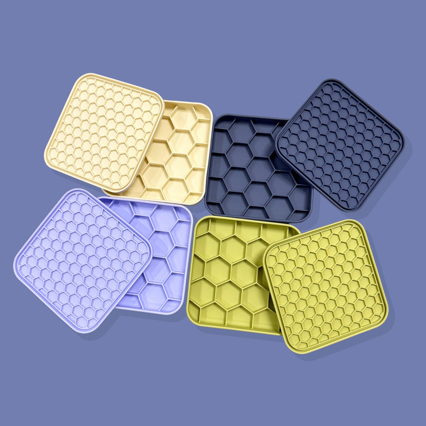 3-in-1 Honeycomb Slow Feeder Bowl [Navy Blue]