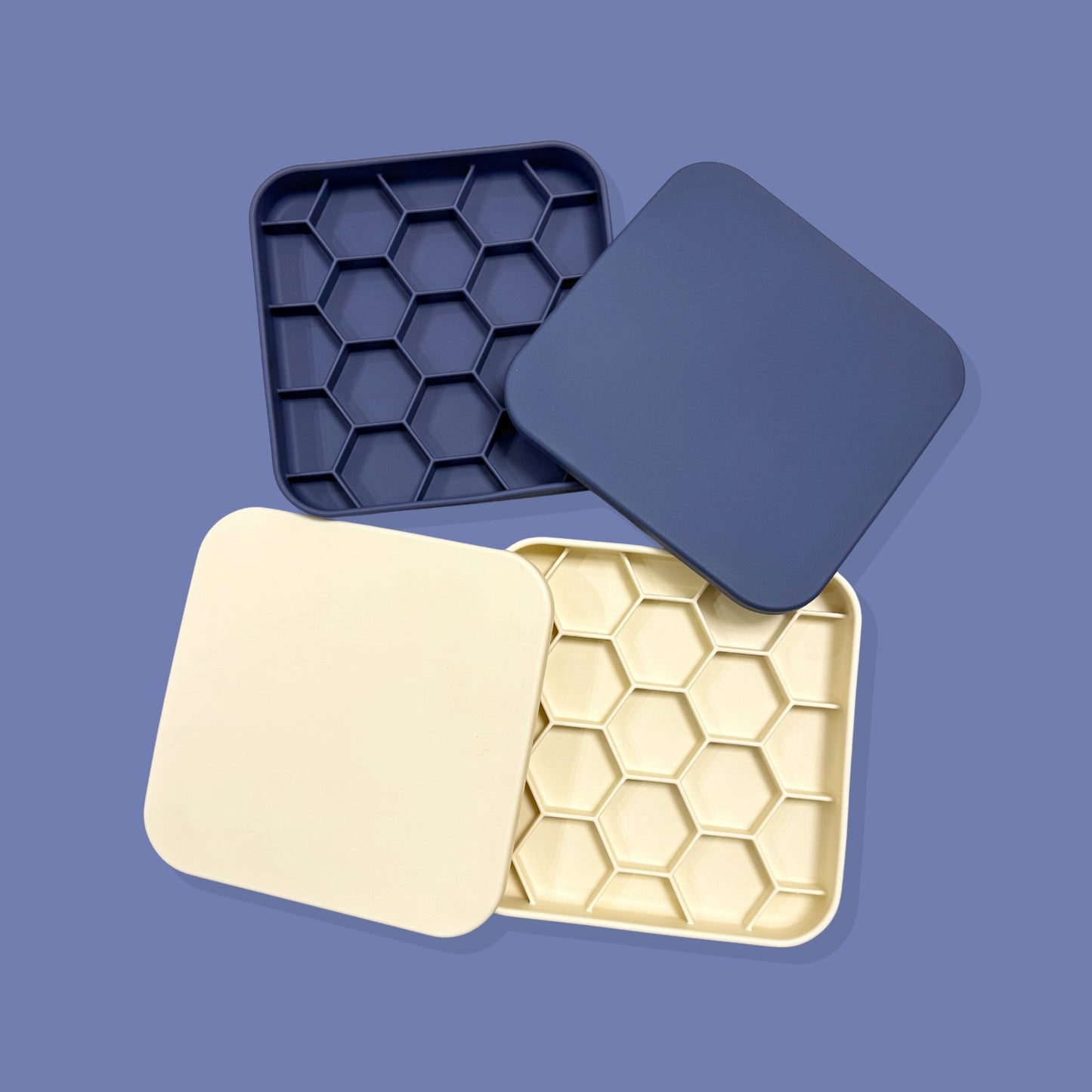 3-in-1 Honeycomb Slow Feeder Bowl [Navy Blue]