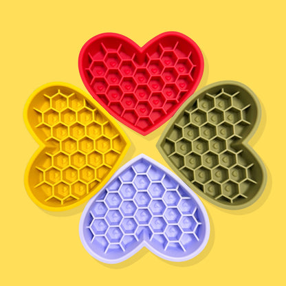 2-in-1 Heart Slow Feeder & Lick Mat [Yellow]