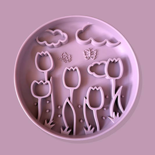 Tulip Patch Slow Feeder Bowl [Taro Purple]